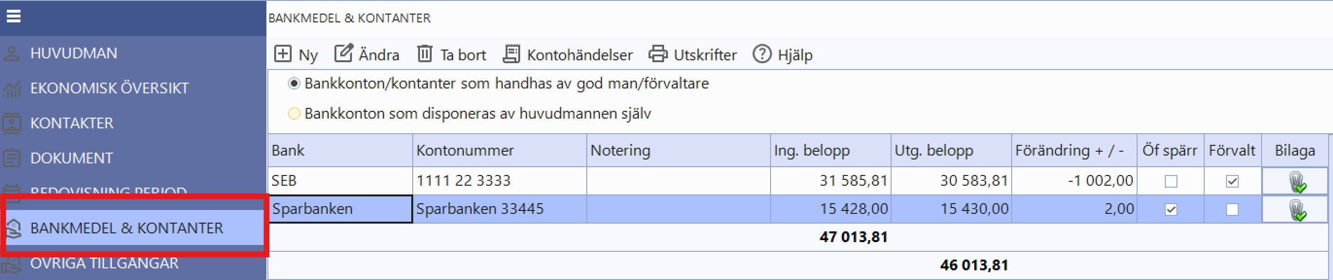 bankkonto kontanter