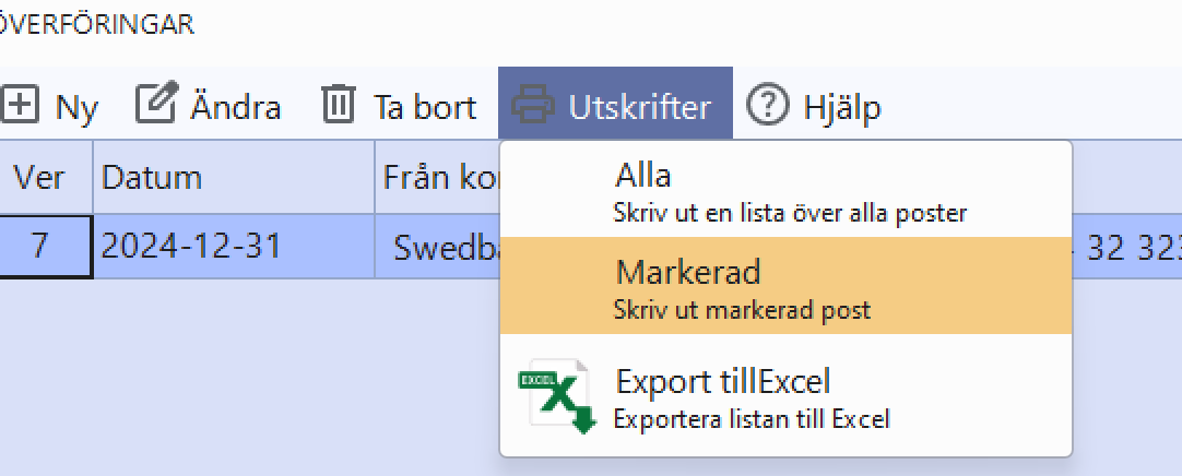 utskrifter overforingar